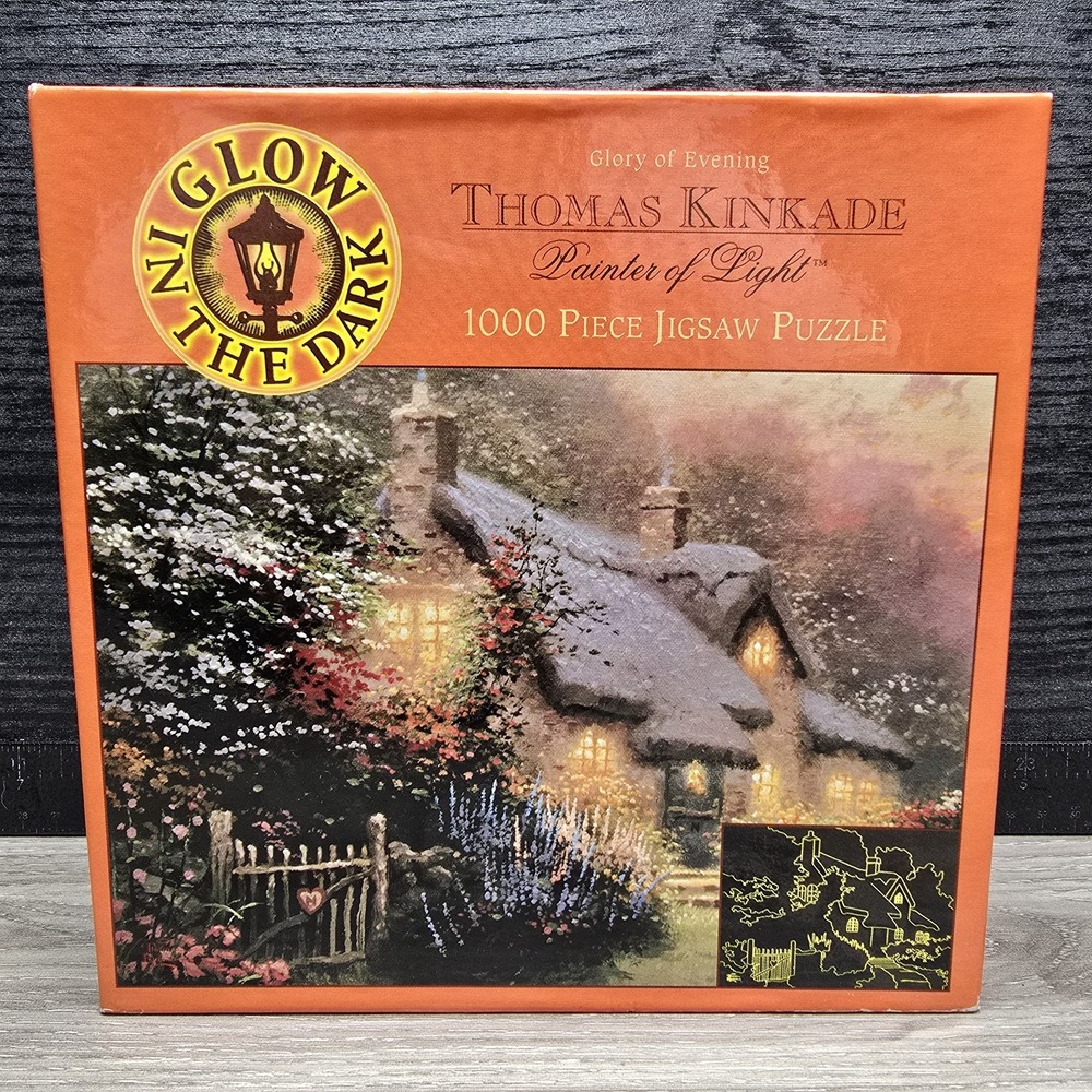 Thomas Kinkade Jigsaw Puzzle "Glory Of Evening" 1000 Pc Glow In The Dark-New